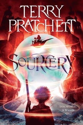 Omslag till boken Sourcery av Terry Pratchett