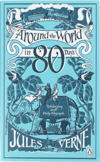 Omslag till boken Around the World in Eighty Days av Jules Verne