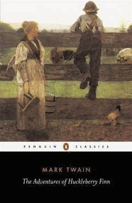 Omslag till boken Adventures of Huckleberry Finn av Mark Twain