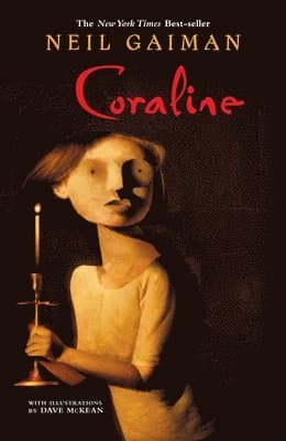 Omslag till boken Coraline av Neil Gaiman