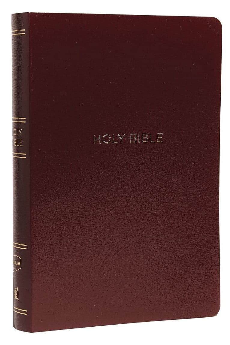 NKJV Holy Bible, Giant Print Center-Column Reference Bible, Burgundy Leather-look, 72,000+ Cross References, Red Letter, Comfort Print: New King James Version