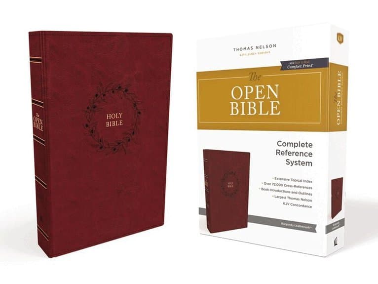 KJV Open Bible: Complete Reference System, Burgundy Leathersoft, Red Letter, Comfort Print: King James Version