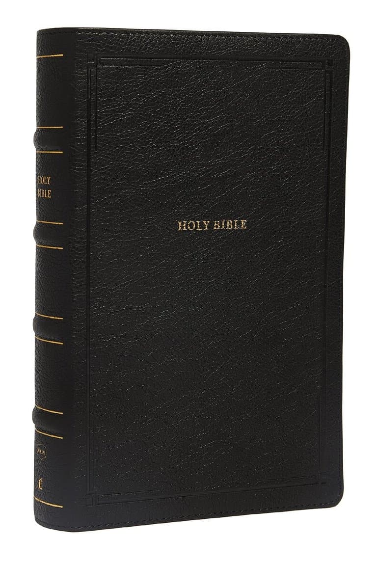 NKJV, End-of-Verse Reference Bible, Personal Size Large Print, Leathersoft, Black, Thumb Indexed, Red Letter, Comfort Print