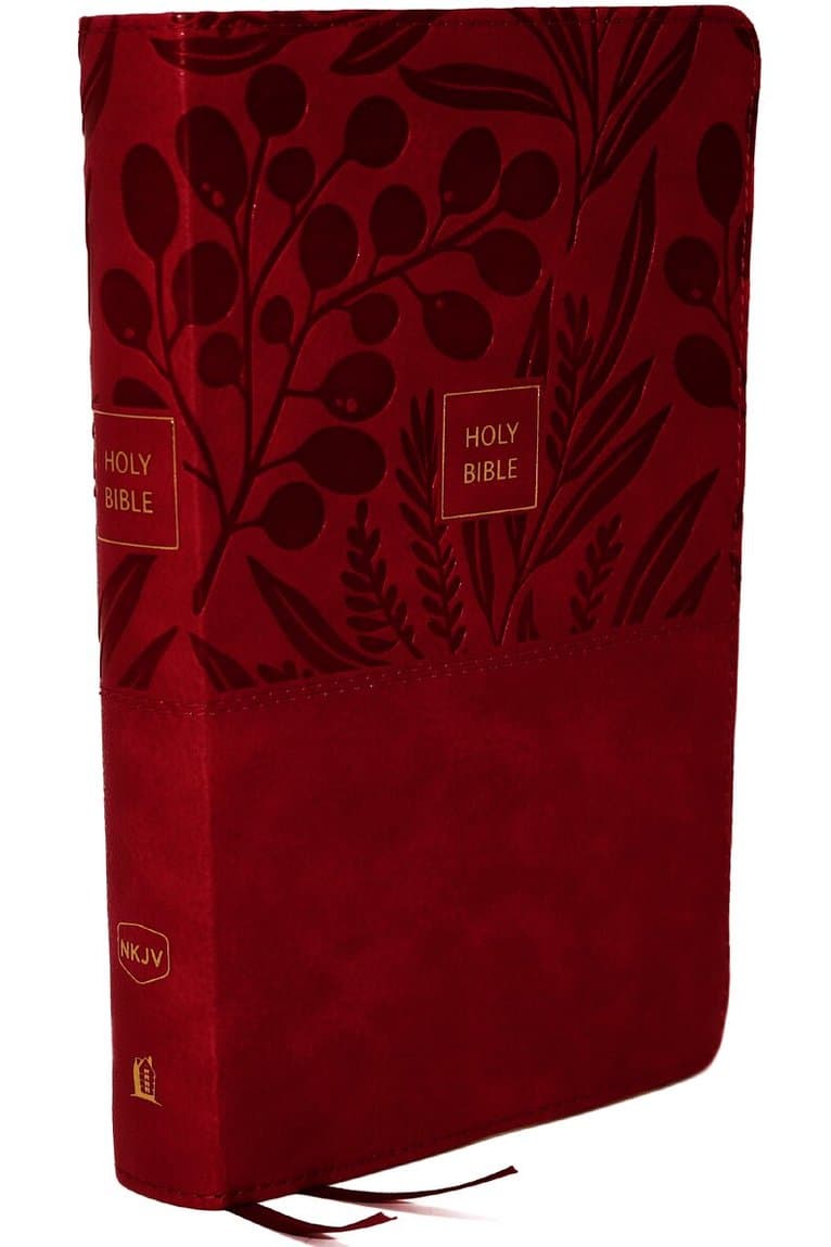 NKJV, End-of-Verse Reference Bible, Personal Size Large Print, Leathersoft, Pink, Thumb Indexed, Red Letter, Comfort Print