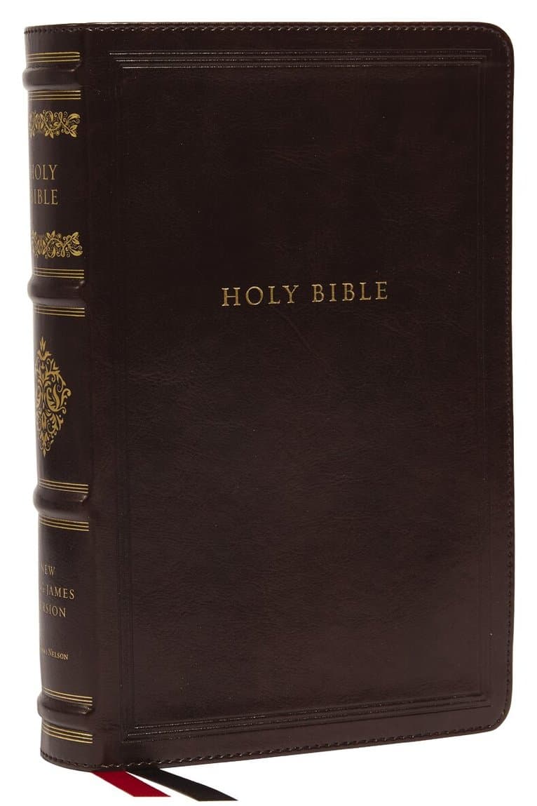 NKJV, Personal Size Reference Bible, Sovereign Collection, Leathersoft, Brown, Red Letter, Thumb Indexed, Comfort Print