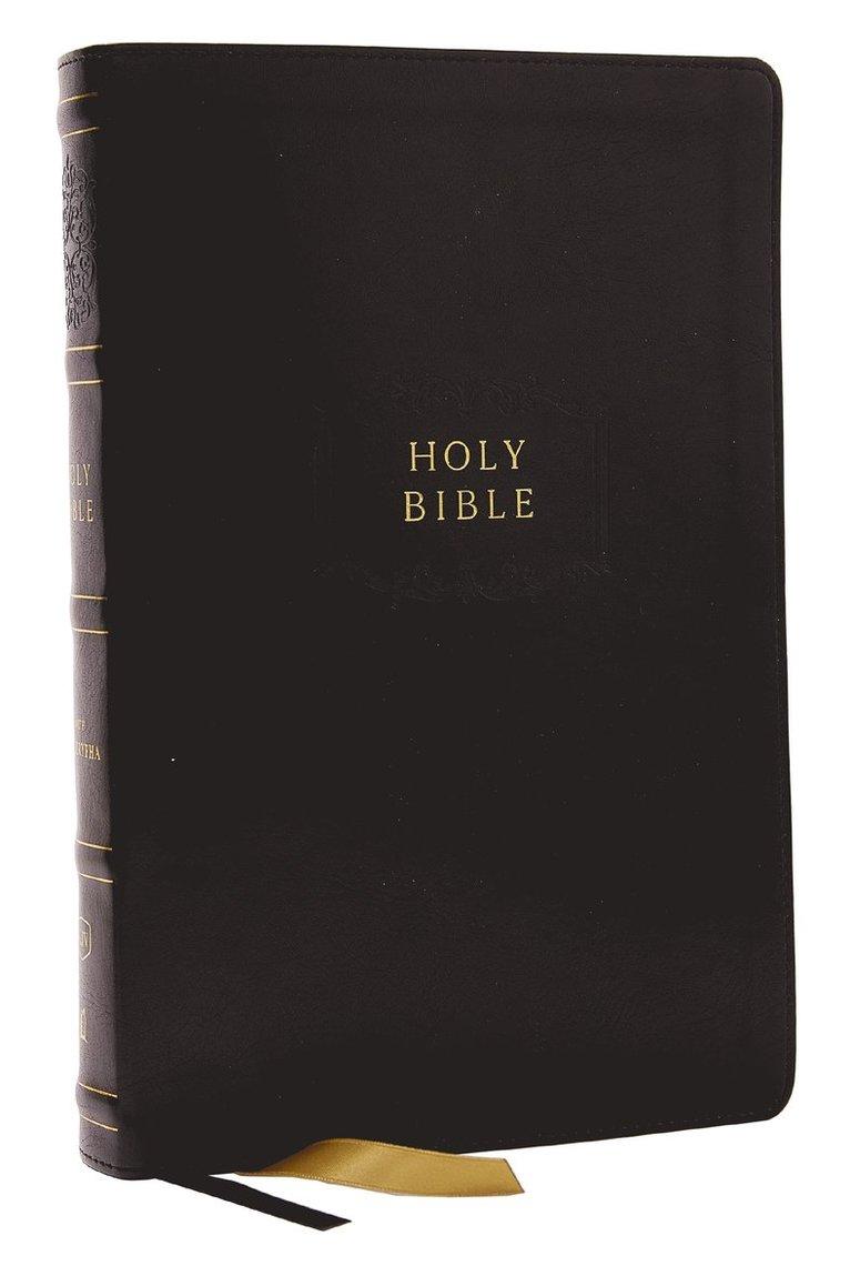KJV Holy Bible with Apocrypha and 73,000 Center-Column Cross References, Black Leathersoft, Red Letter, Comfort Print (Thumb Indexed): King James Version
