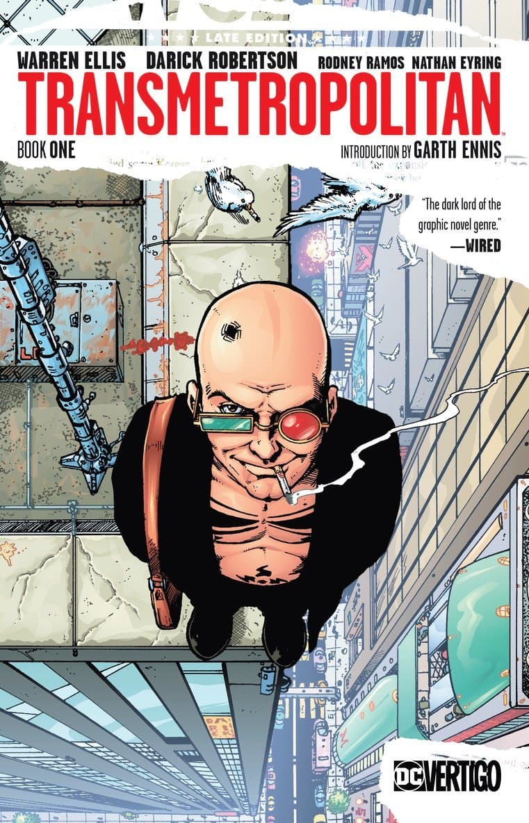 Omslag till boken Transmetropolitan Book One av Warren Ellis
