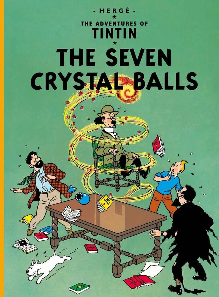 Omslag till boken Seven Crystal Balls av Hergé