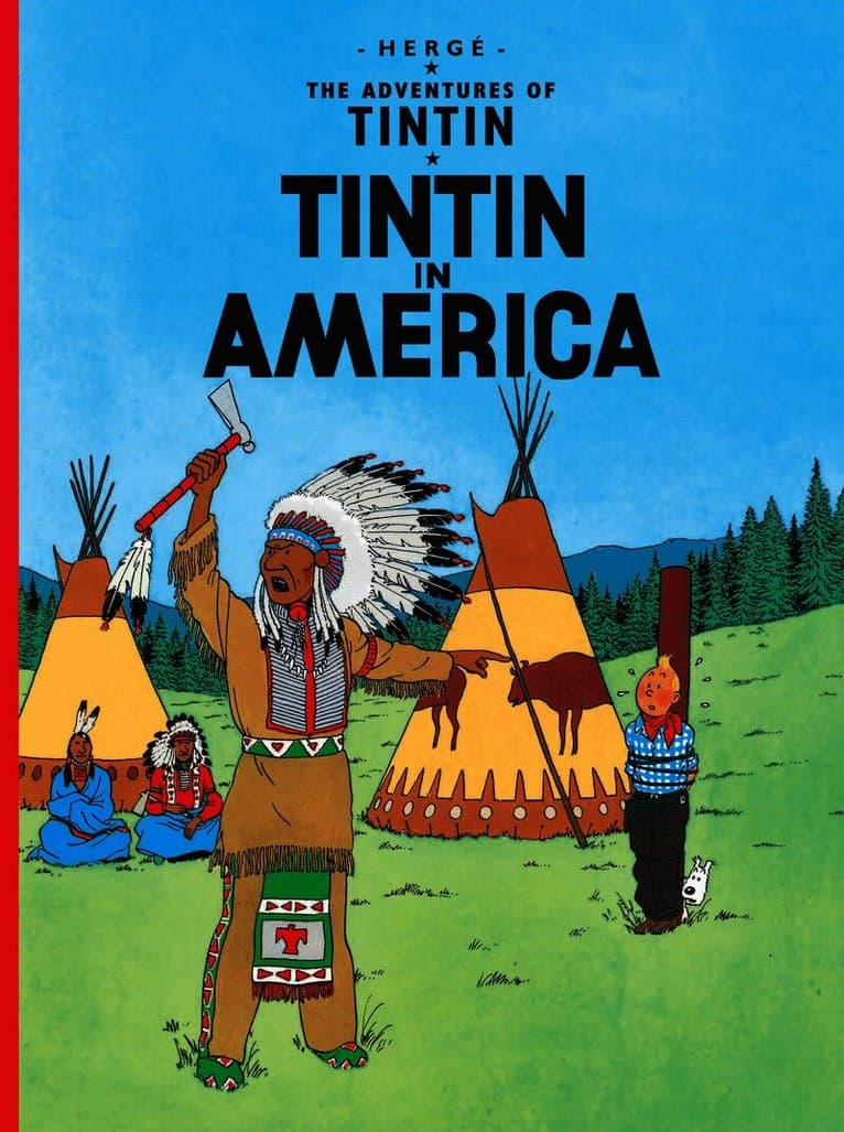 Omslag till boken Tintin in America av Hergé