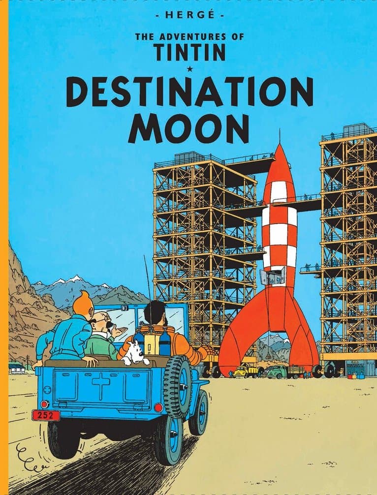 Omslag till boken Destination Moon av Hergé