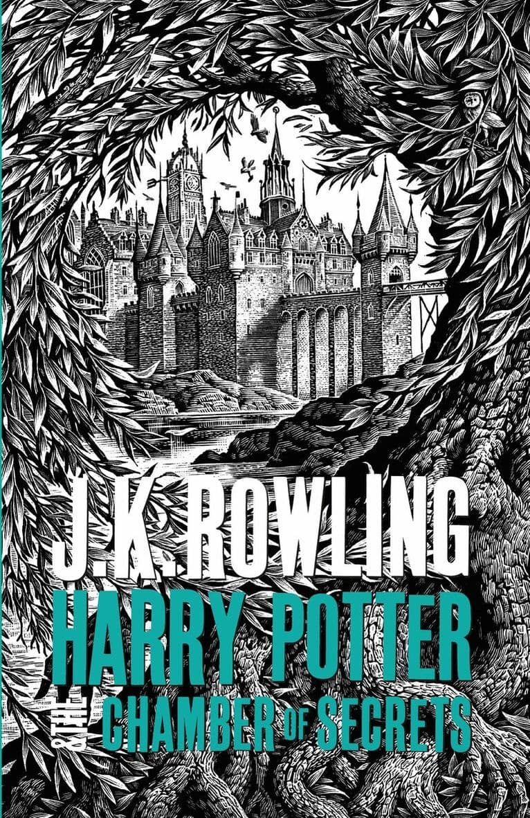 Omslag till boken Harry Potter and the Chamber of Secrets av J.K. Rowling
