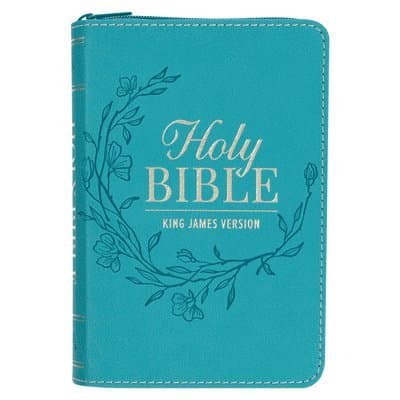 KJV Bible Pocket Faux Leather Teal W/Zipper