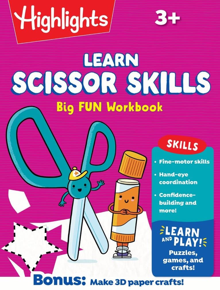 Learn Scissor Skills Big Fun Workbook: Practice Scissor Skills, Cutting and Pasting, Shapes and More, Preschool Cutting Activity Book with Puzzles and