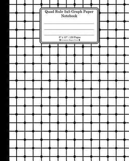 Quad Rule 5x5 Graph Paper Notebook. 8 X 10. 120 Pages. Geometric Shapes Cover: White Black Mesh Squares Dots Pattern Cover. Square Grid Paper, Graph R