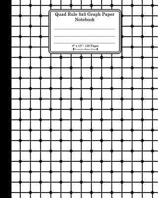 Quad Rule 5x5 Graph Paper Notebook. 8 X 10. 120 Pages. Geometric Shapes Cover: White Black Mesh Squares Dots Pattern Cover. Square Grid Paper, Graph R