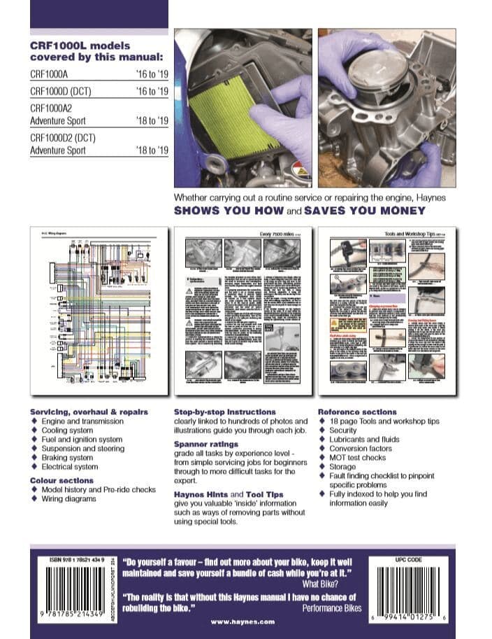 Honda CRF1000L Africa Twin Service & Repair Manual (2016 to 2018)