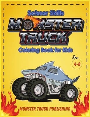 Monster Trucks Scissors Skills coloring book for kids 4-8
