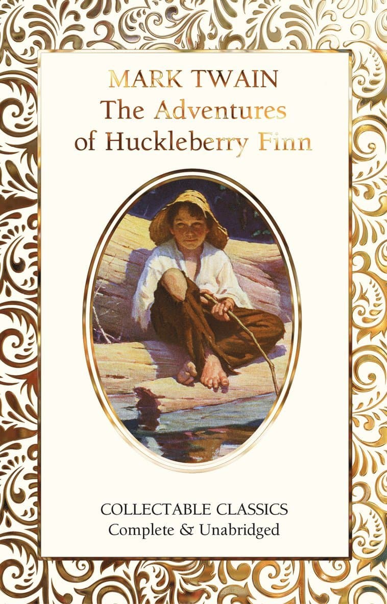 Omslag till boken Adventures of Huckleberry Finn av Mark Twain