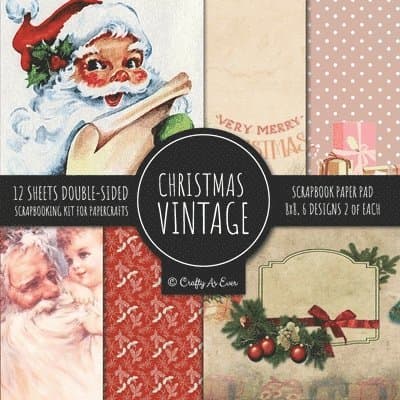 Vintage Christmas Scrapbook Paper Pad 8x8 Scrapbooking Kit for Papercrafts, Cardmaking, DIY Crafts, Holiday Theme, Retro Design