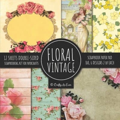 Vintage Floral Scrapbook Paper Pad 8x8 Scrapbooking Kit for Papercrafts, Cardmaking, DIY Crafts, Flower Background, Vintage Design