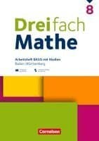 Omslag till boken Dreifach Mathe 8. Schuljahr - Baden-Württemberg - Basis - Arbeitsheft mit Medien und Lösungen