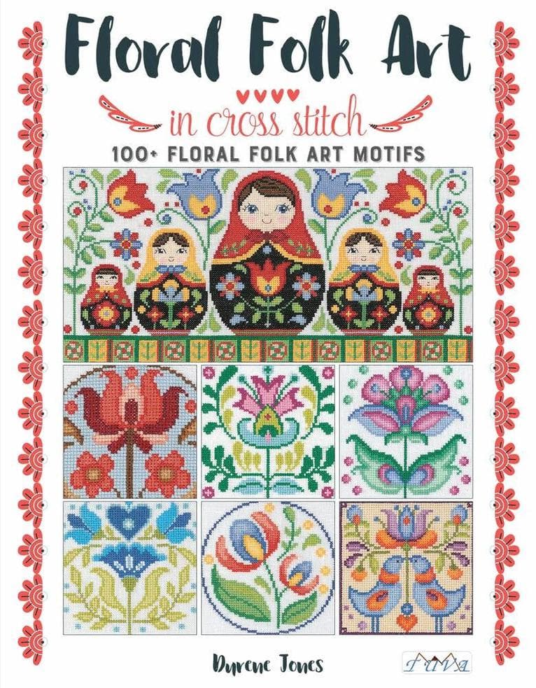 Omslag till boken Floral Folk Art in Cross Stitch av D Jones