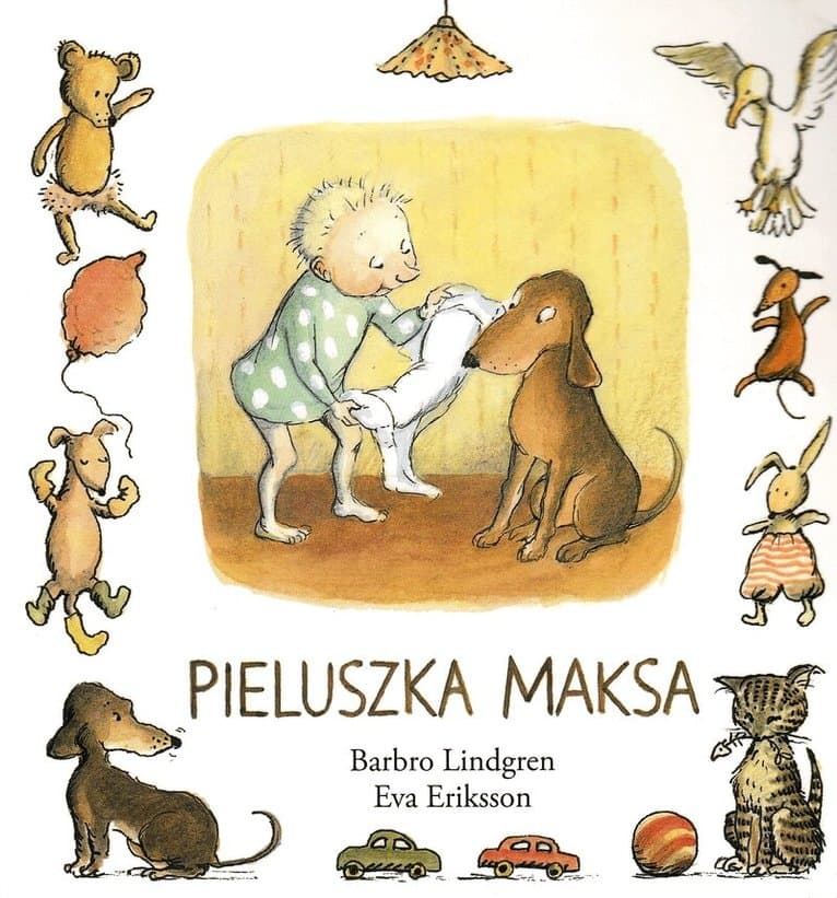 Omslag till boken Pieluszka Maksa av Barbro Lindgren