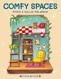 Comfy Spaces. Mysig och gullig Cozy Coloring målarbok från Coloring Book Cafe