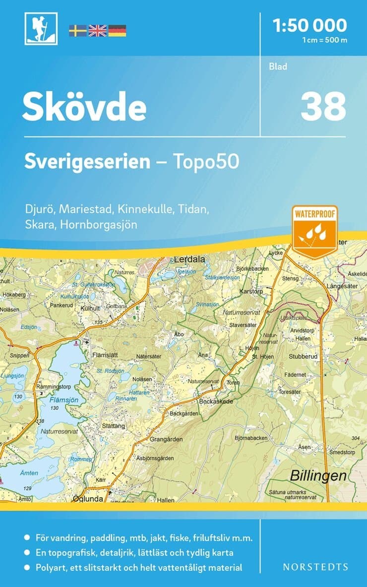 38 Skövde Sverigeserien Topo50 : Skala 1:50 000