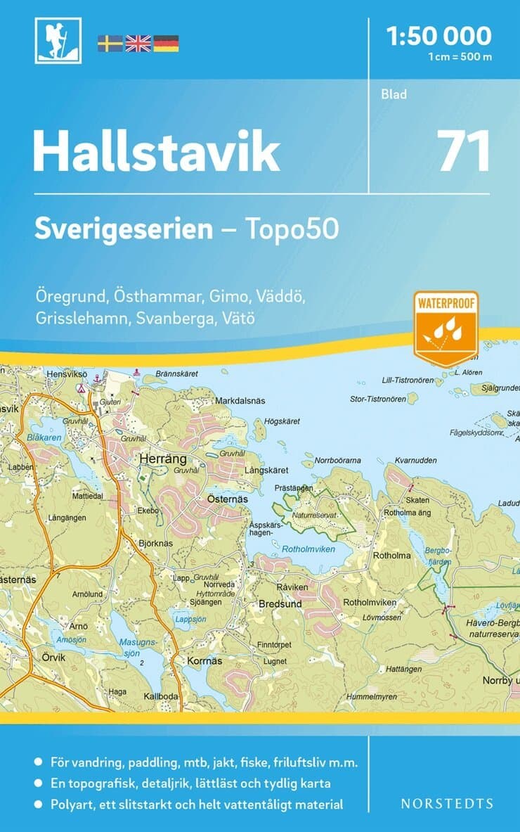 71 Hallstavik Sverigeserien Topo50 : Skala 1:50 000