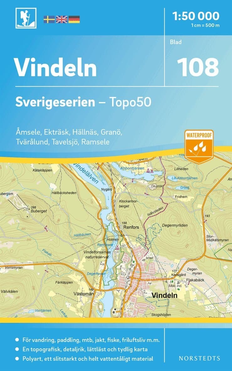 108 Vindeln Sverigeserien Topo50 : Skala 1:50 000
