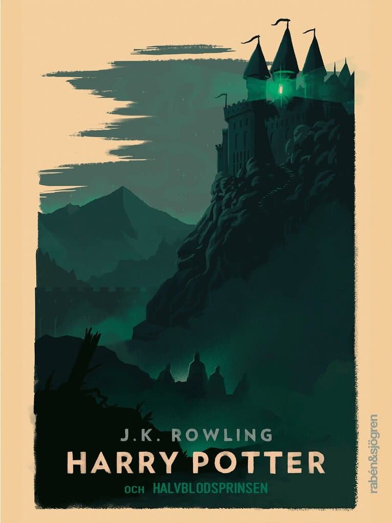 Omslag till boken Harry Potter och halvblodsprinsen av J.K. Rowling