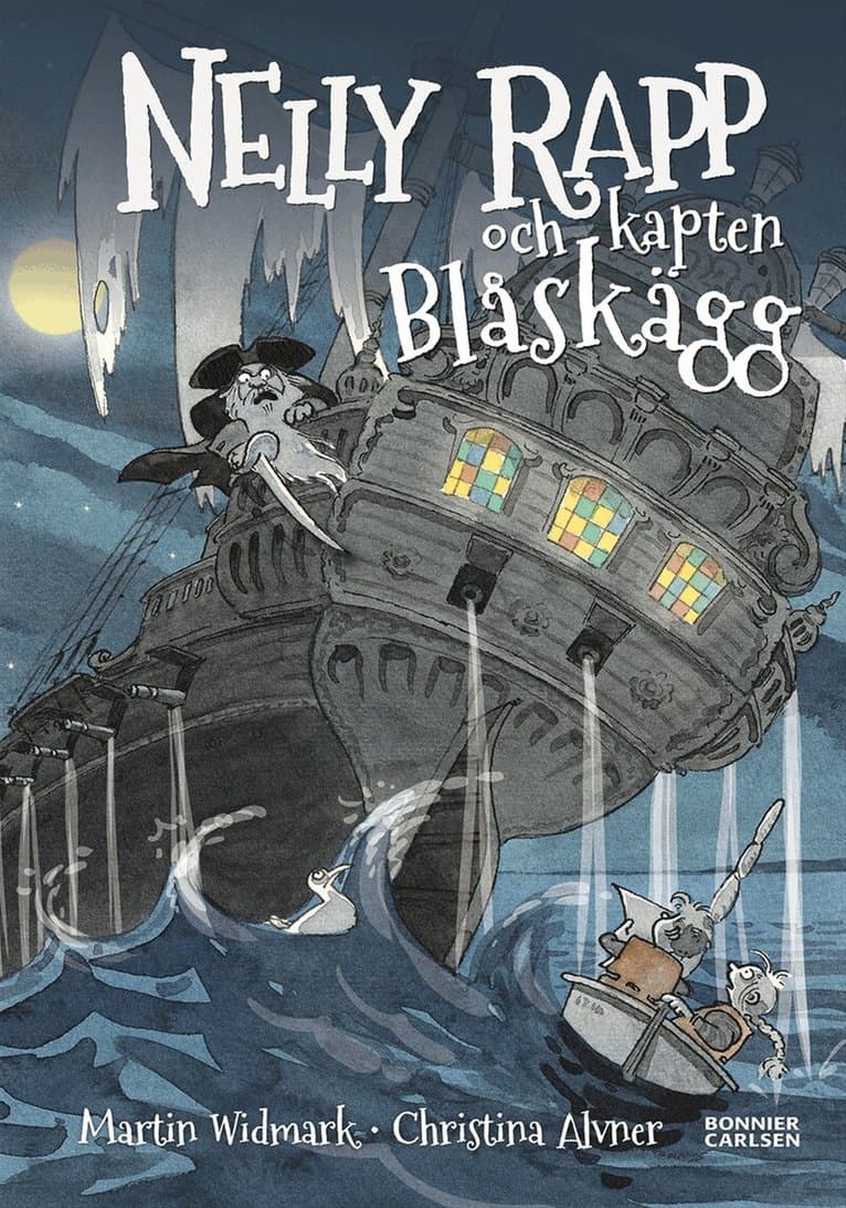 Omslag till boken Nelly Rapp och kapten Blåskägg av Martin Widmark
