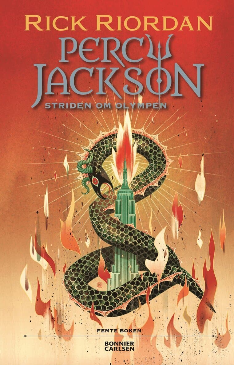 Omslag till boken Striden om Olympen av Rick Riordan