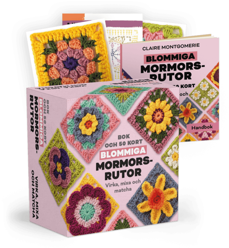 Blommiga mormorsrutor - Bok och 50 kort: Virka, mixa och matcha