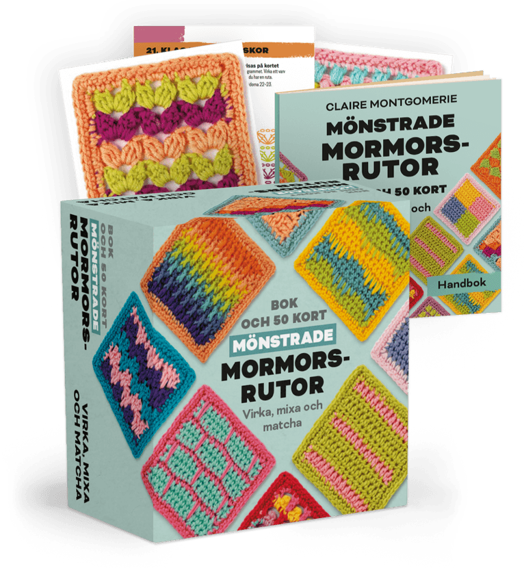 Mönstrade mormorsrutor Bok och 50 kort: Virka, mixa och matcha
