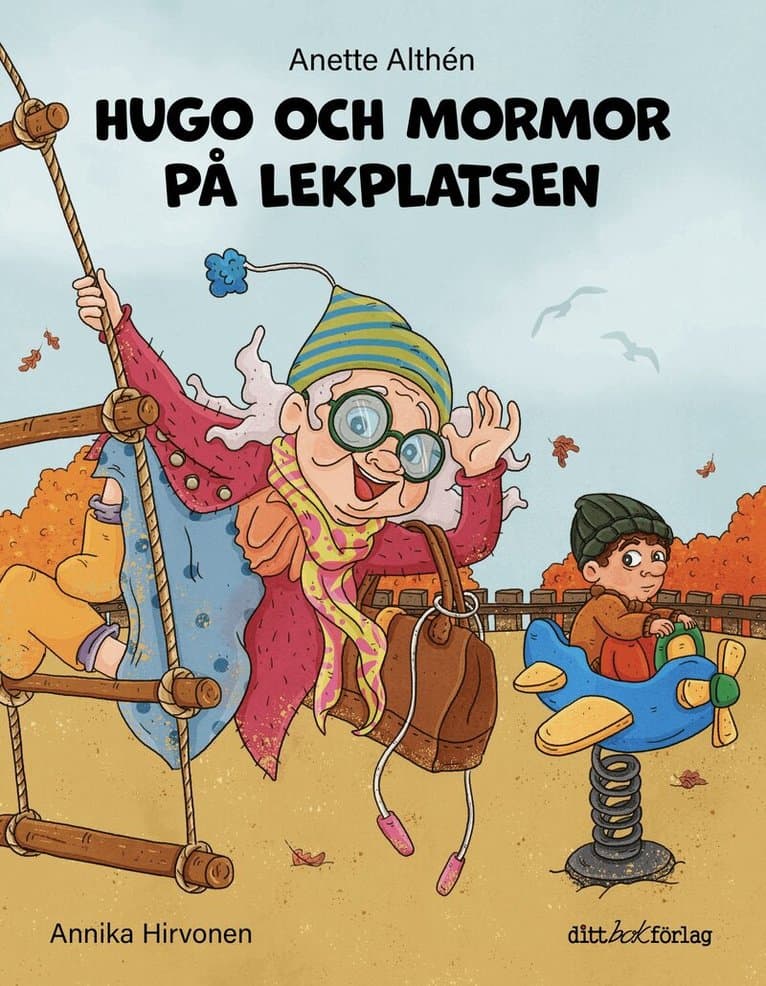 Hugo och mormor på lekplatsen