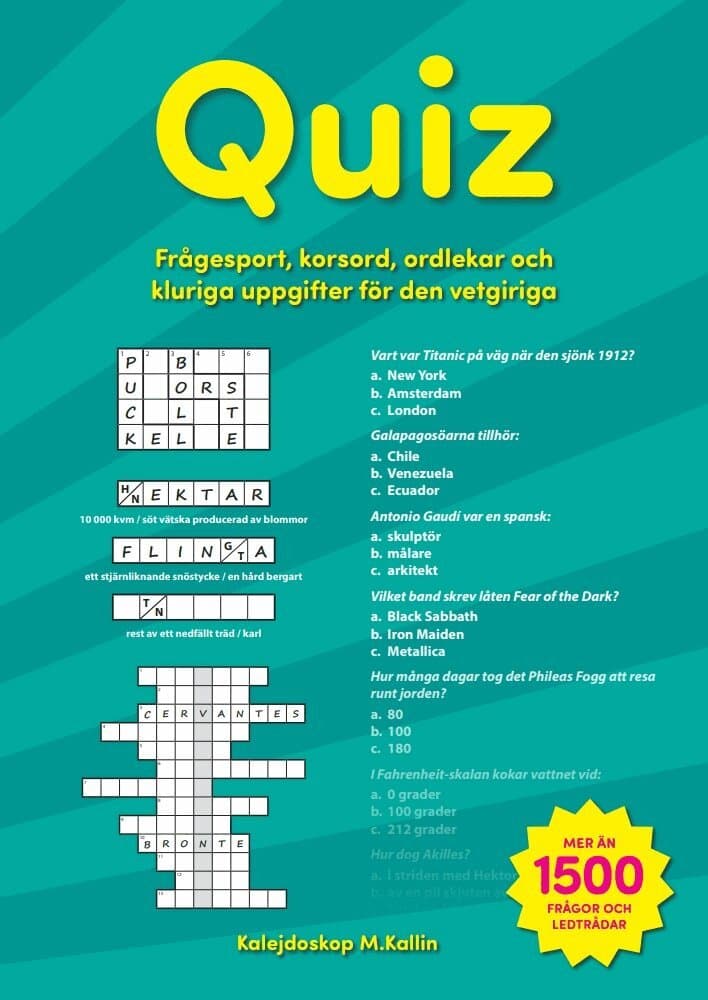 Quiz : frågesport korsord ordlekar och kluriga uppgifter för den vetgiriga