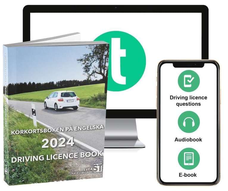 Körkortsboken på Engelska 2024 ; Driving licence book (book + theory pack with online exercises, theory questions, audiobook & ebook)