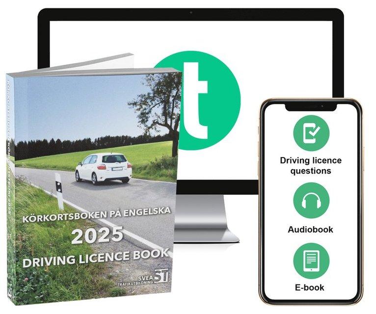 Körkortsboken på Engelska 2025 ; Driving licence book (book + theory pack with online exercises, theory questions, audiobook & ebook)