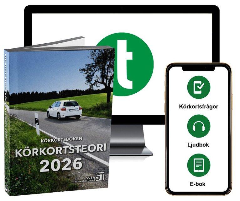 Körkortsboken Körkortsteori 2026 (bok + digitalt teoripaket med körkortsfrågor, övningar, ljudbok & ebok)
