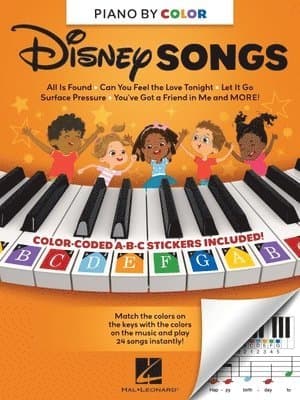 Piano-By-Color - Disney Songs: Color-Coded Notation with Matching Stickers Make Playing Songs from Beloved Disney Movies on Piano Super Easy and Fun!