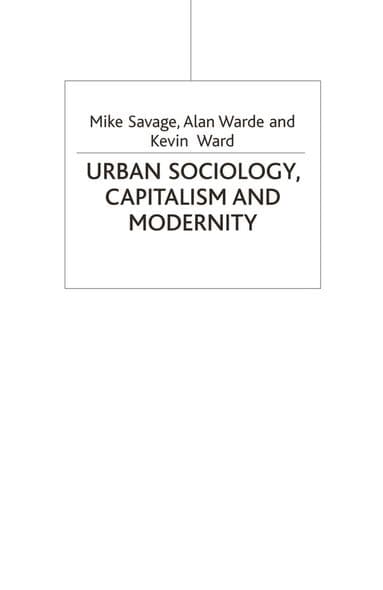 Urban Sociology, Capitalism and Modernity