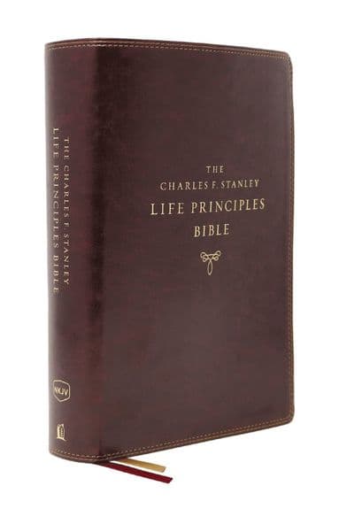 NKJV, Charles F. Stanley Life Principles Bible, 2nd Edition, Leathersoft, Burgundy, Thumb Indexed, Comfort Print