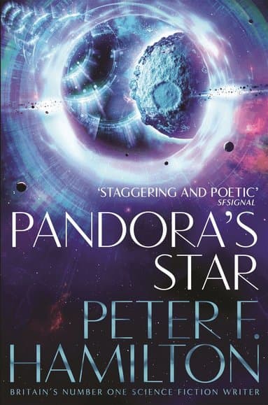Omslag till boken Pandora's Star av Peter F. Hamilton