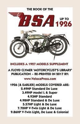 Book of the BSA Up to 1926 - Includes a 1927 Models Supplement