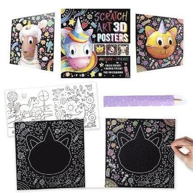 Scratch Art 3D Posters: Unicorn & Friends