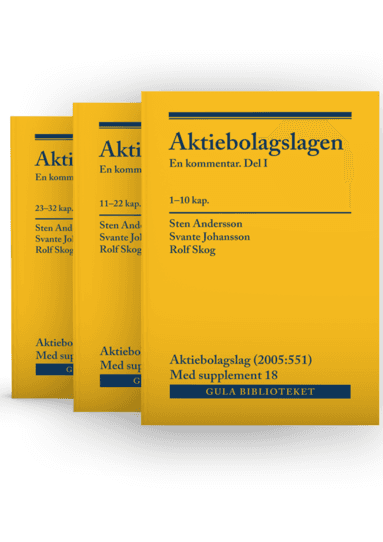 Omslag till boken Aktiebolagslagen, del I-III : En kommentar, med supplement 18 av Sten Andersson