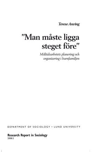 Man måste ligga steget före, Måltidsarbetets planering och organisering i barnfamiljen