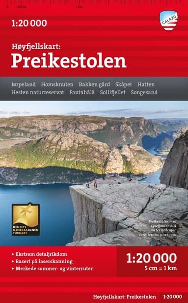 Høyfjellskart Preikestolen 1:20.000